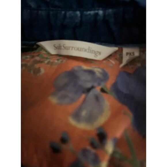 Vintage Soft Surroundings vintage embroidered blouse velvet collar oversized PXS - Picture 6 of 6